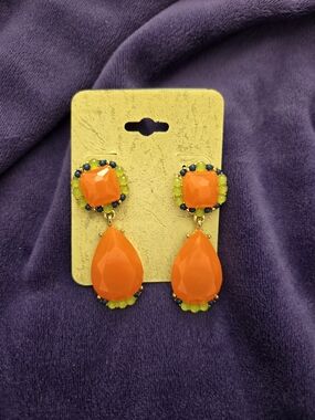 Bold Orange Teardrop Statement Earrings - Women Jewelry